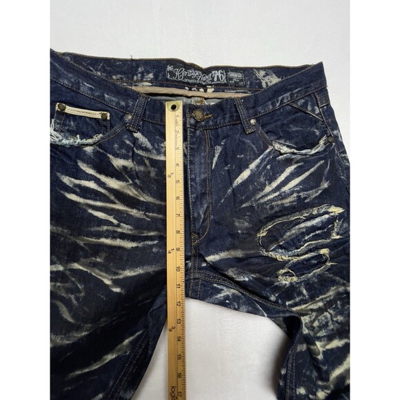 The Hertage By America Men's W38 L34 Patched Distressed Skinny Jeans Acid Wash - Picture 10 of 17